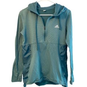 ADIDAS Women's Lined Running Jacket Green Lightweight Windbreaker 3/4 Zip Size S